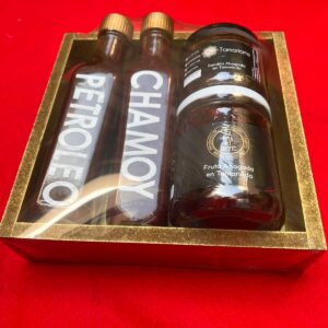 TM034 Salsa chamoy 250ml + salsa petróleo 250 ml + fruta ahogada en tamarindo + panditas ahogadas en tamarindo
